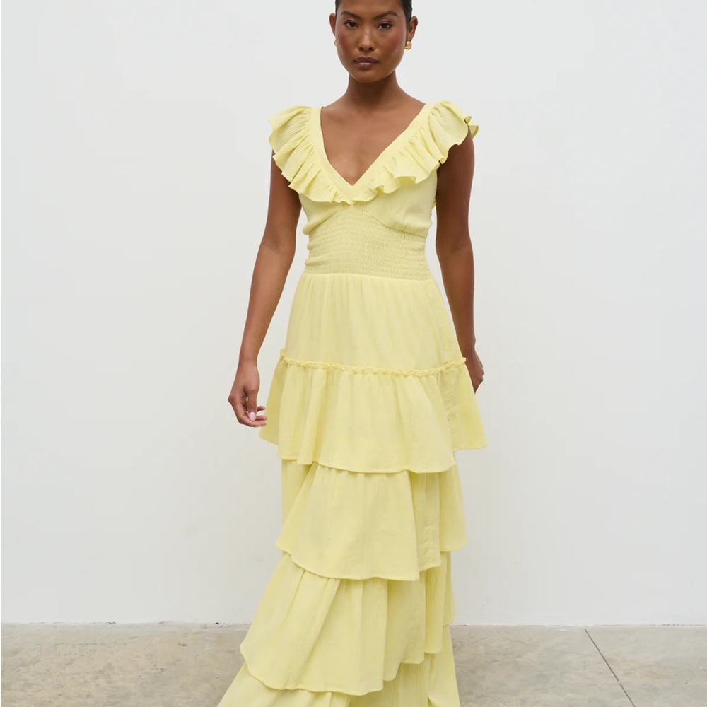 💎NWT NEVER OPENED💎 Pretty Lavish Opal Ruffle Yellow Maxi Dress
